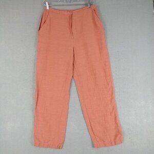 Easy Spirit Ankle Pants Womens Size 1 Peach Linen Silk High Rise Comfort Travel